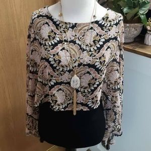 Layered cold shoulder top